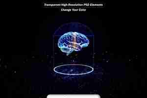 PSD digital brain hologram hud artificial intelligence ai machine deep learning