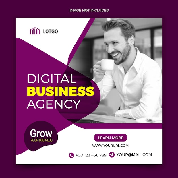 Digital Business Agency Media Post Design Template with Purple Color