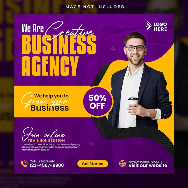 Digital business marketing agency social media post corporate web banner template