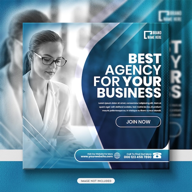 Пост в социальных сетях и шаблон веб-баннера агентства цифрового бизнес-маркетинга