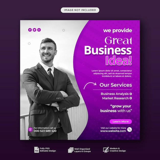 Digital business marketing agency social media post and web banner template