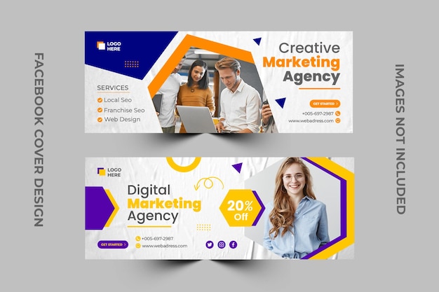 PSD digital business marketing facebook cover template design.