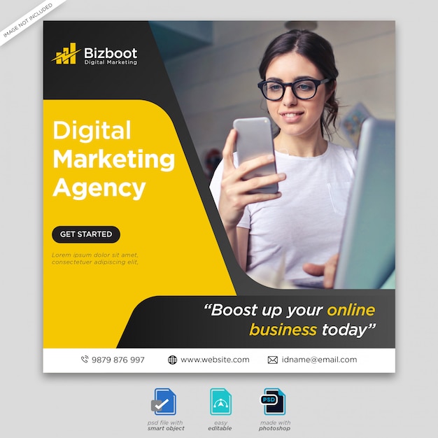 Digital business marketing social media banner or square flyer premium psd