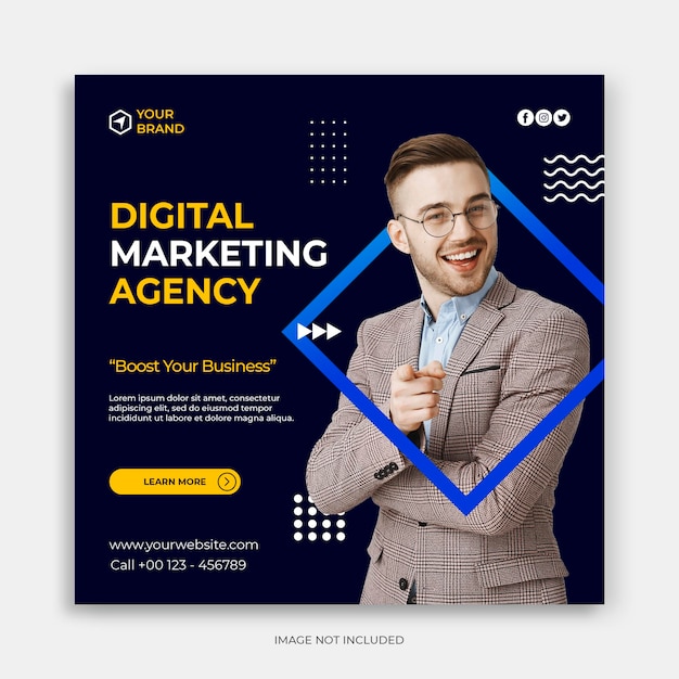 Digital business marketing social media post banner or square flyer