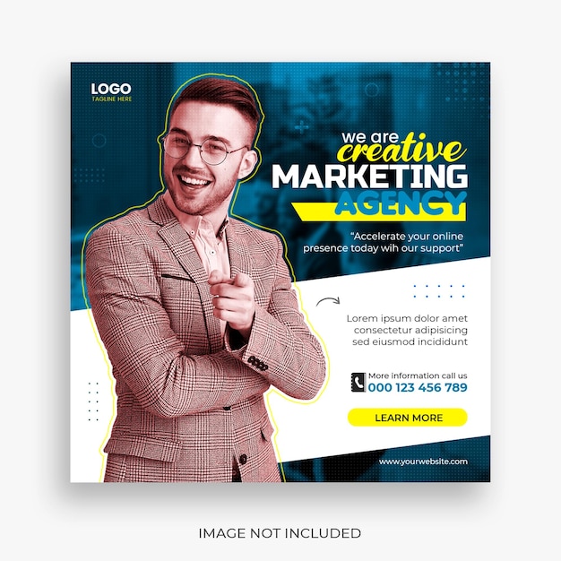 Digital business marketing social media post banner e volantino quadrato