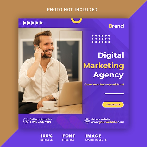 Digital business marketing social media post square template