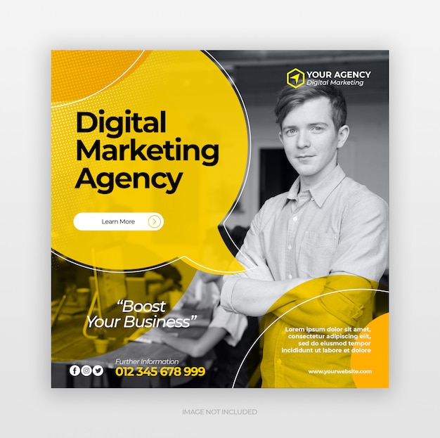 Digital business marketing square web banner