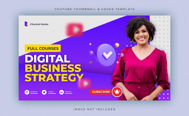Digital business Youtube video thumbnail Cover channel banner or Intro template