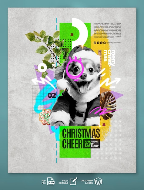 PSD digital christmas poster design collection minimalistische en creatieve kunst