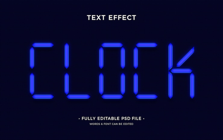 PSD digital clock text effect