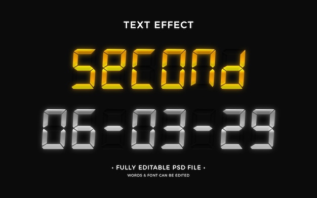 PSD digital clock text effect