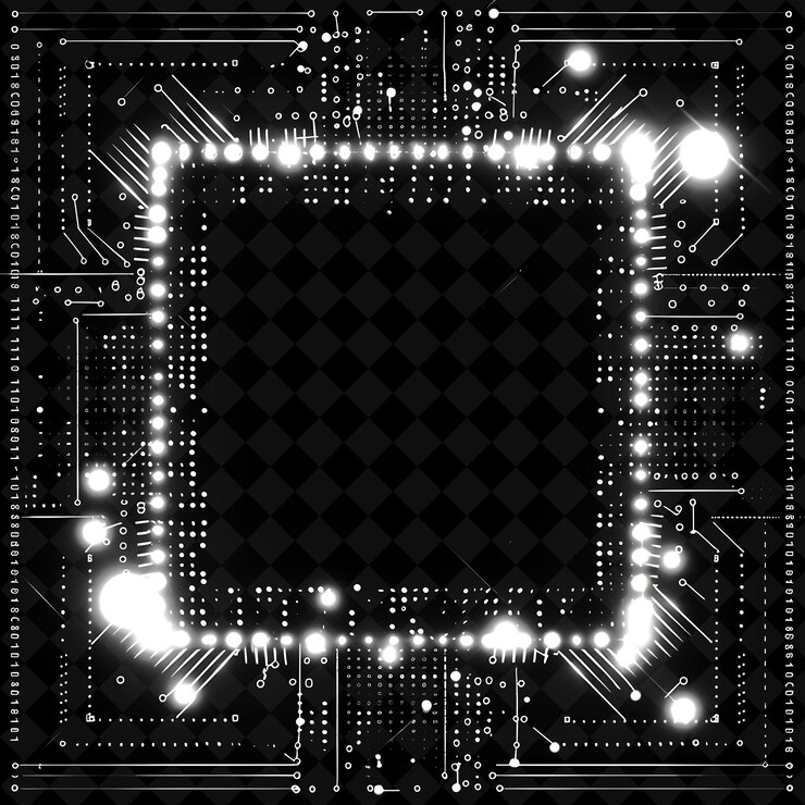 PSD digital contour frame surrounded with led string lights enha png creative background design