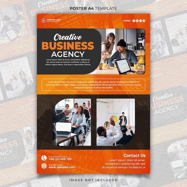 Digital creative agency poster a4 or banner template