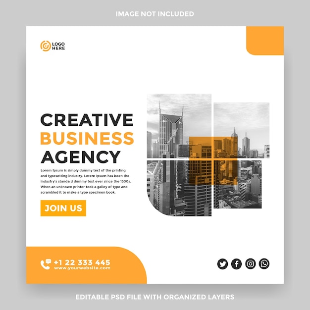 Digital creative marketing agency square post social media template