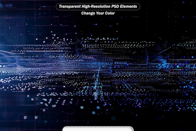 PSD Цифровые частицы киберпространства для отображения головы и фонового элемента пользовательского интерфейса
