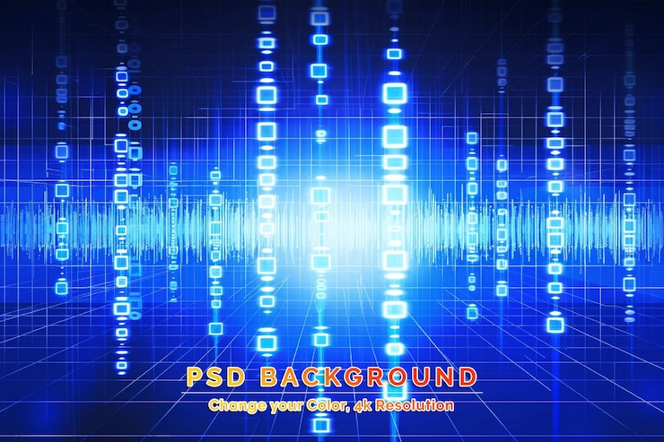 PSD digital cyberspace with particles and digital data network connections concept