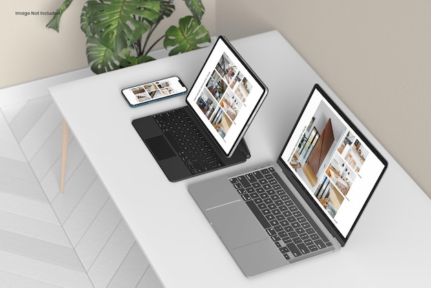 digital device mockup on the table