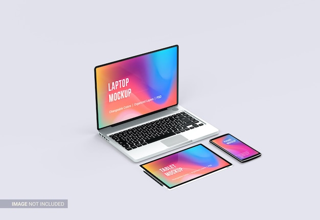 PSD digital device screen mockup smartphone tablet and laptop