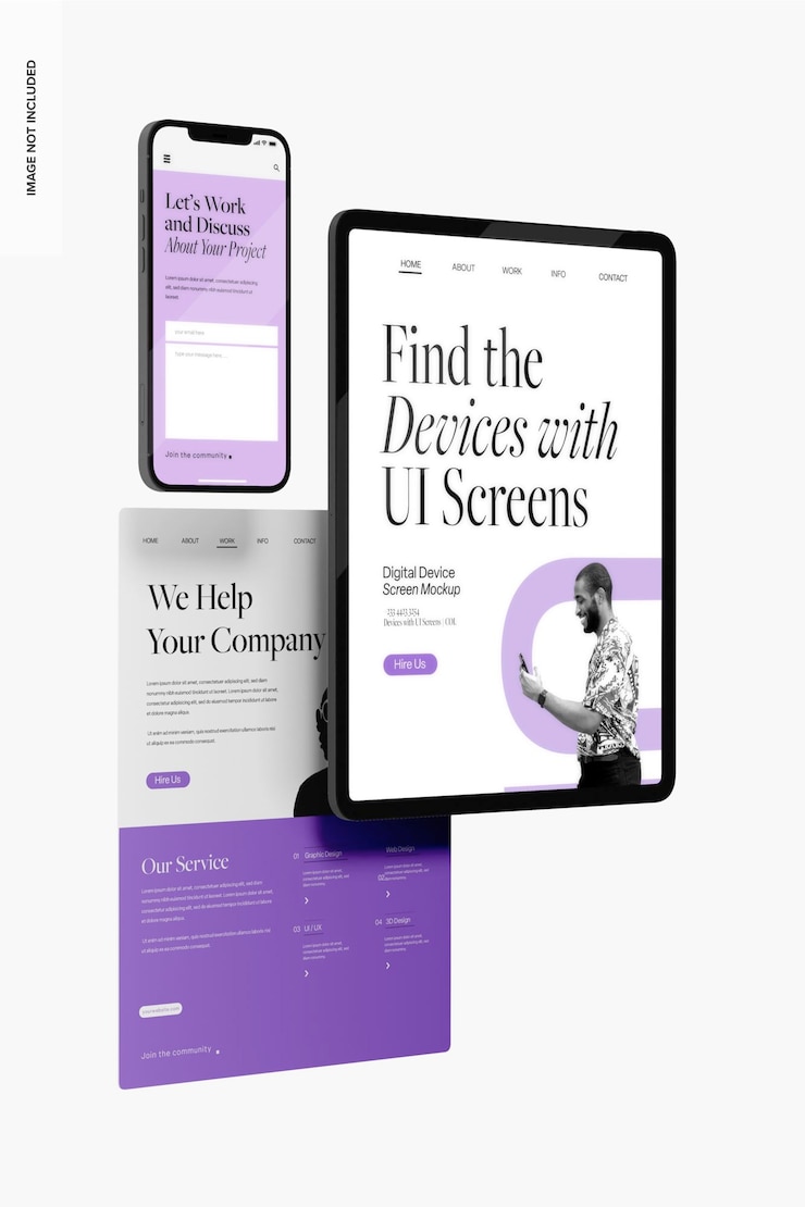 PSD digital device screens mockup venstre visning