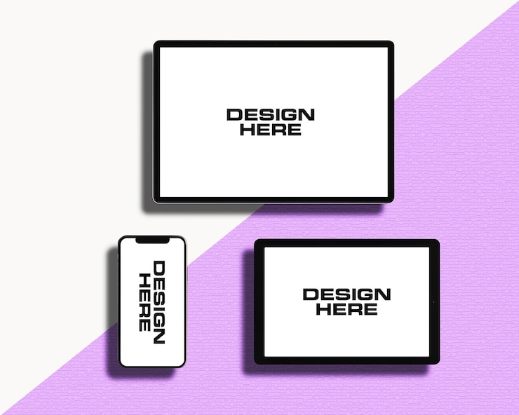 digital devices Set screen mockup