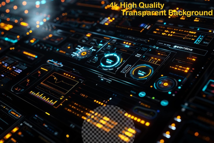 PSD a digital display with the words high quality brand on it