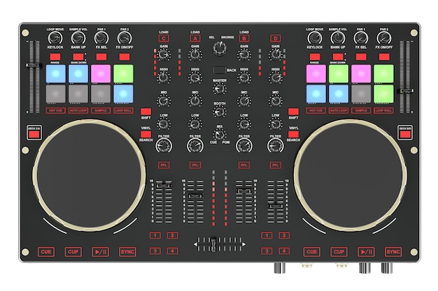 digital dj controller dj console 3d rendering isolated on transparent background