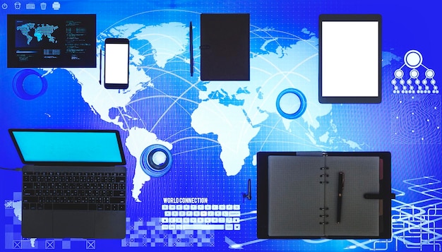 Digital enhed på et cyberspace-bord