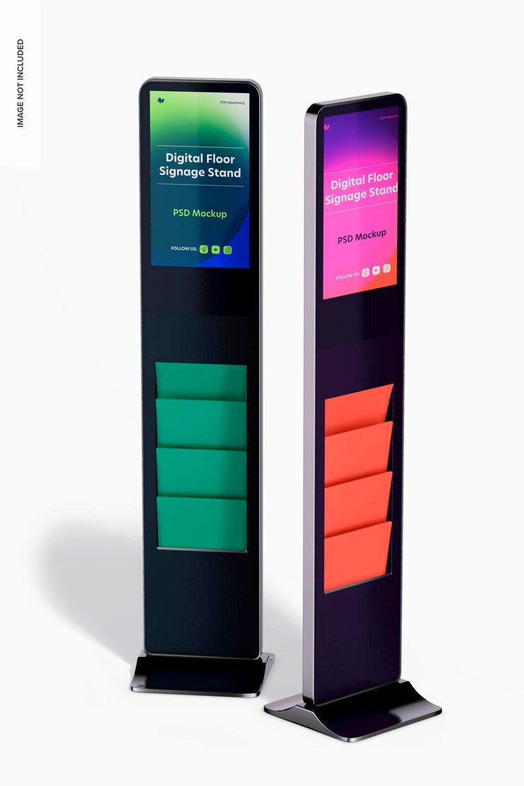 PSD digital floor signage stand mockup