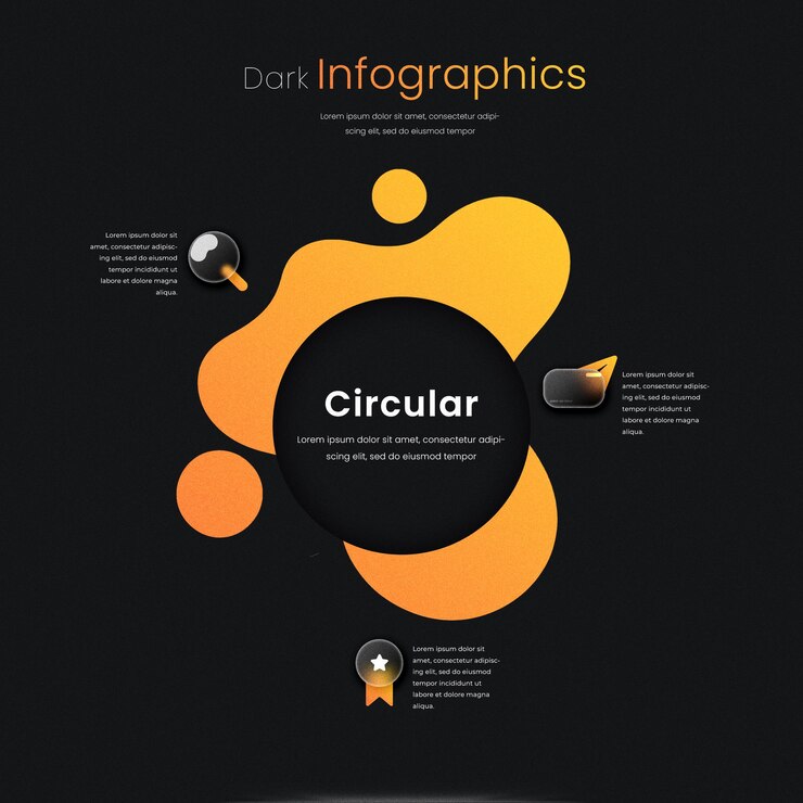 PSD digital glass template for infographic presentation