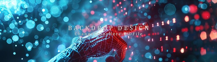 PSD digital hand reaching for binary code