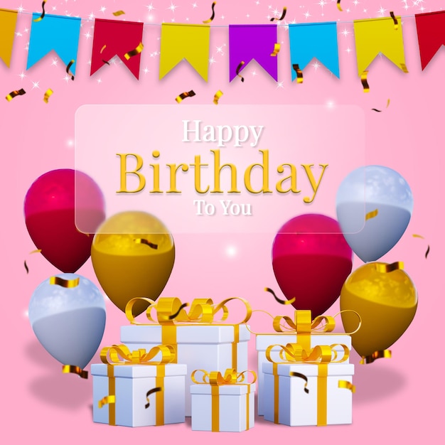 Digital happy birthday celebration banner instagram post template