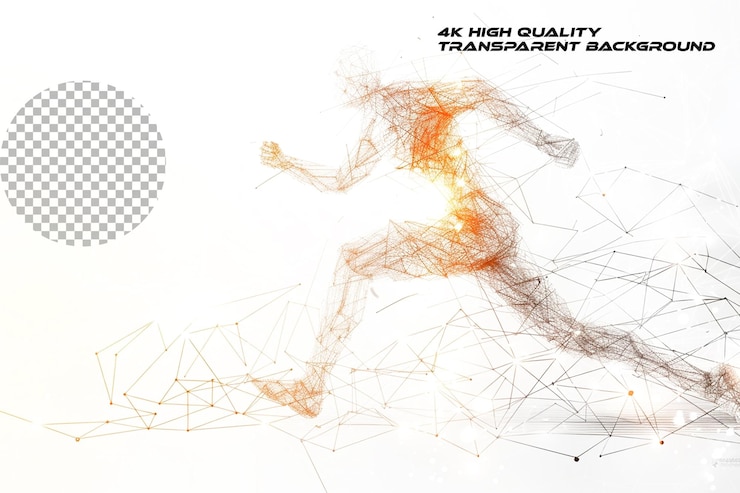 PSD a digital illustration features an abstract figure runni on transparent background