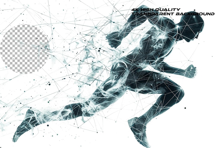 PSD a digital illustration features an abstract figure runni on transparent background