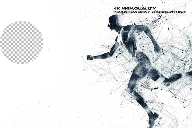 PSD a digital illustration features an abstract figure runni on transparent background