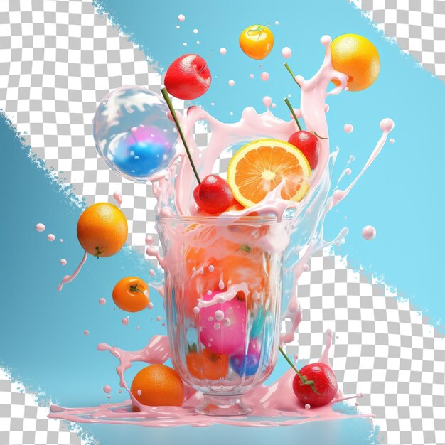 PSD digital illustration of various isolated liquid splashes on a transparent background