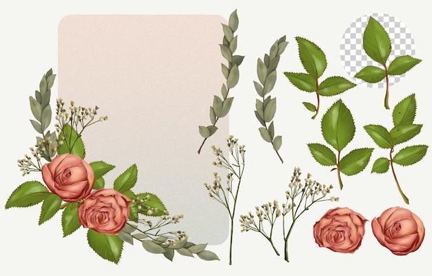 Illustrazione digitale in stile acquerello di fiore rosa per elemento grafico