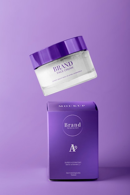 PSD digital lavender cosmetic packaging mockup