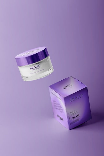 Digital lavender cosmetic packaging mockup