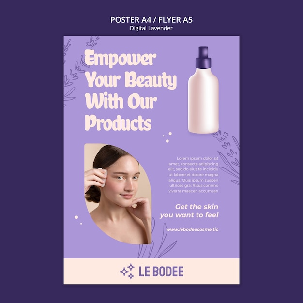 PSD digital lavender poster template