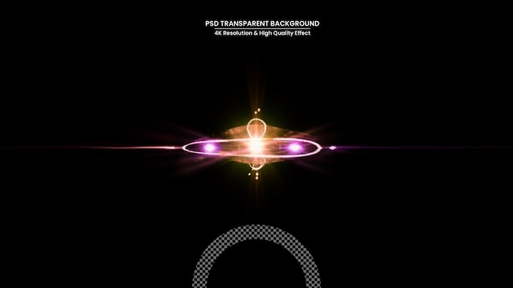 PSD digital lens flare in black bacground horizontal frame