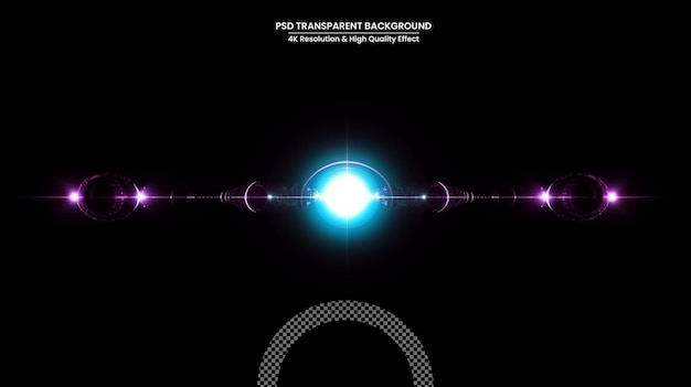 PSD digital lens flare in black bacground horizontal frame