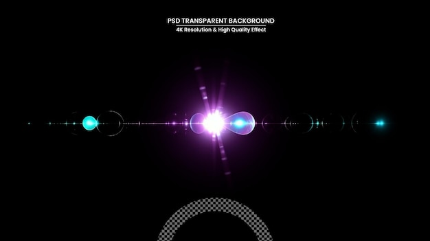 digital lens flare in black bacground horizontal frame