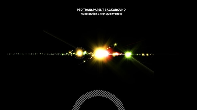 PSD digital lens flare in black bacground horizontal frame