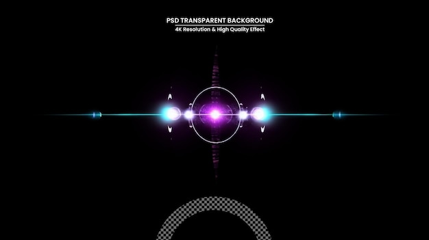 digital lens flare in black bacground horizontal frame