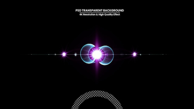 digital lens flare in black bacground horizontal frame