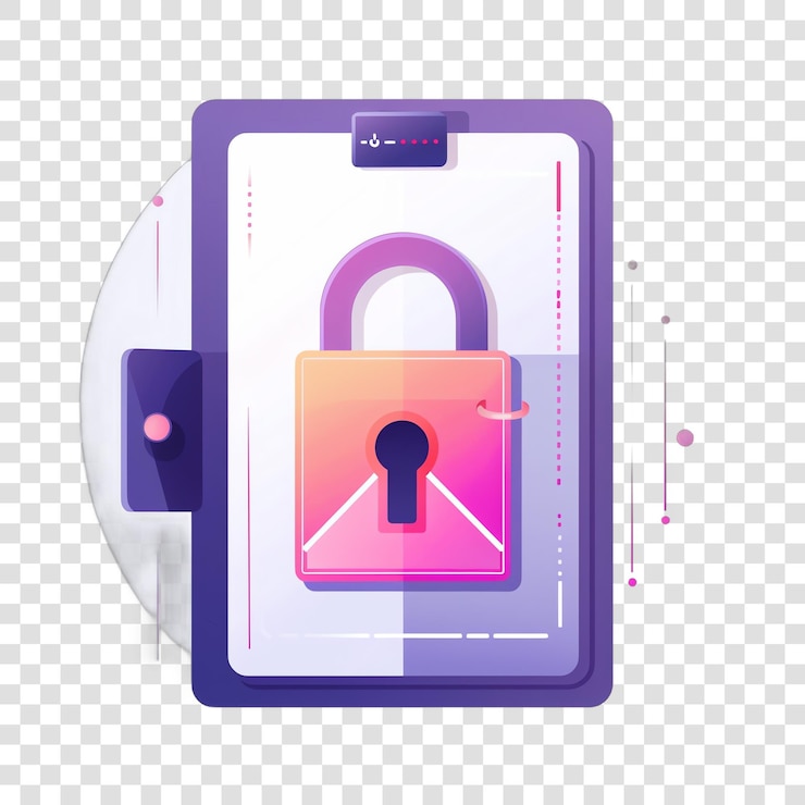 PSD digital lock realistic photo isolated on transparent background