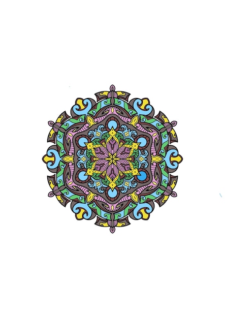 PSD digital mandala with unique design and patterns full of colors