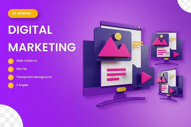 Digital marketing 3d icon illustration for your website user interface and presentation 3d render illustration