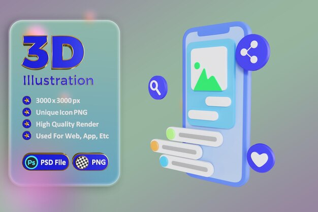 PSD digital marketing 3d illustration