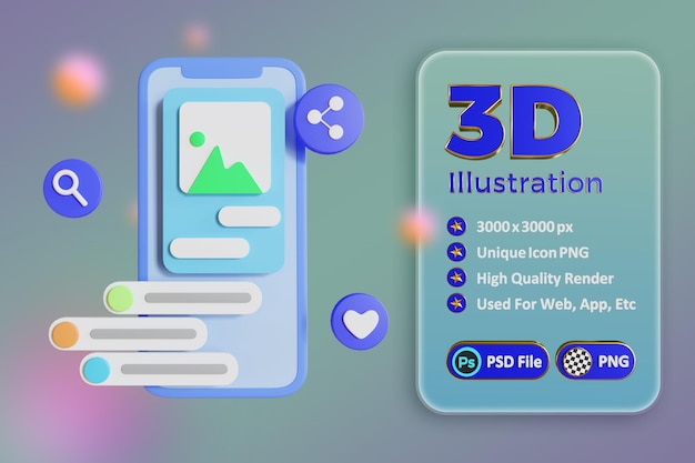 PSD 3d иллюстрация цифрового маркетинга